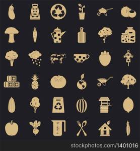 Food icons set. Simple style of 36 food vector icons for web for any design. Food icons set, simple style