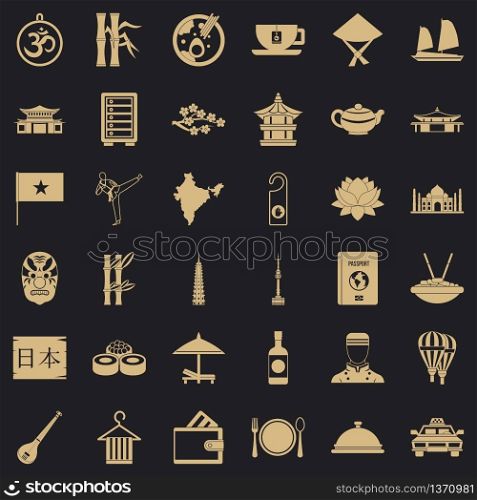 Food in dish icons set. Simple style of 36 food in dish vector icons for web for any design. Food in dish icons set, simple style