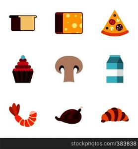 Food in morning icons set. Flat illustration of 9 food in morning vector icons for web. Food in morning icons set, flat style