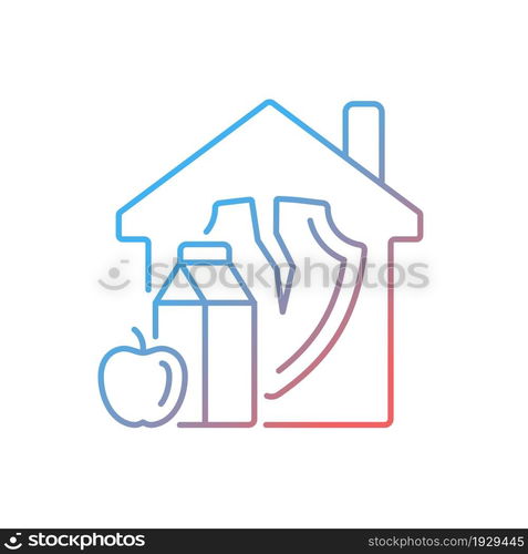 Food insecurity gradient linear vector icon. Poverty and climate change are causes of meal insecurity. Thin line color symbol. Modern style pictogram. Vector isolated outline drawing. Food insecurity gradient linear vector icon