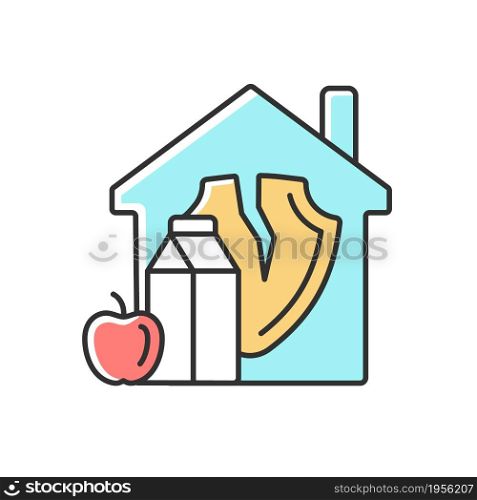 Food insecurity RGB color icon. Reductions in diet quality. Poverty and climate change are causes of meal insecurity. Access to food. Isolated vector illustration. Simple filled line drawing. Food insecurity RGB color icon