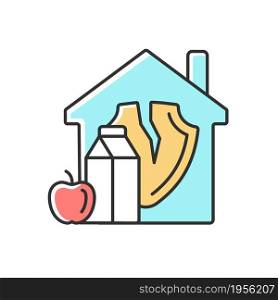 Food insecurity RGB color icon. Reductions in diet quality. Poverty and climate change are causes of meal insecurity. Access to food. Isolated vector illustration. Simple filled line drawing. Food insecurity RGB color icon