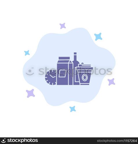Food, Items, Milk, Items, Coffee Blue Icon on Abstract Cloud Background