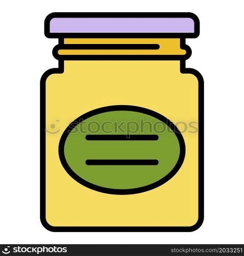 Food jam jar icon. Outline food jam jar vector icon color flat isolated. Food jam jar icon color outline vector