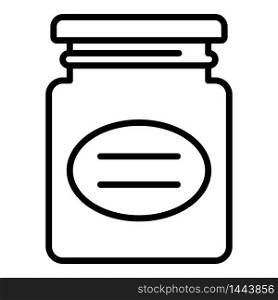 Food jam jar icon. Outline food jam jar vector icon for web design isolated on white background. Food jam jar icon, outline style