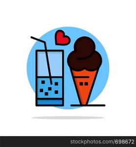 Food, Juice, Glass, Ice Cream, Cone Abstract Circle Background Flat color Icon