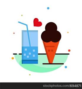 Food, Juice, Glass, Ice Cream, Cone Abstract Flat Color Icon Template