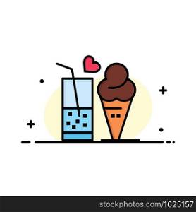 Food, Juice, Glass, Ice Cream, Cone  Business Flat Line Filled Icon Vector Banner Template