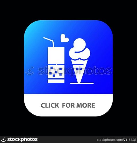 Food, Juice, Glass, Ice Cream, Cone Mobile App Button. Android and IOS Glyph Version