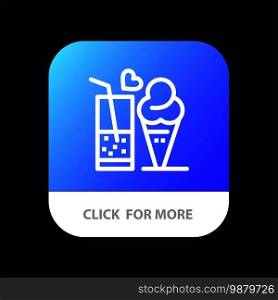 Food, Juice, Glass, Ice Cream, Cone Mobile App Button. Android and IOS Line Version