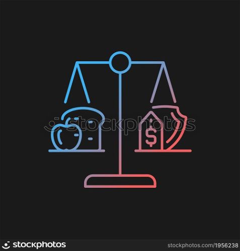 Food justice gradient vector icon for dark theme. Volunteer organization. Food insecurity. Access to healthy nutrition. Thin line color symbol. Modern style pictogram. Vector isolated outline drawing. Food justice gradient vector icon for dark theme