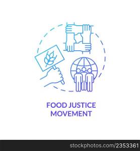 Food justice movement blue gradient concept icon. Global initiative. Food security approaches abstract idea thin line illustration. Isolated outline drawing. Myriad Pro-Bold fonts used. Food justice movement blue gradient concept icon