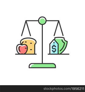 Food justice RGB color icon. Volunteer organization. Food insecurity. Donate products for poor people. Access to healthy nutrition. Isolated vector illustration. Simple filled line drawing. Food justice RGB color icon