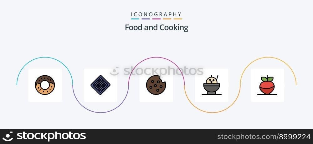 Food Line Filled Flat 5 Icon Pack Including . bowl. vegetable