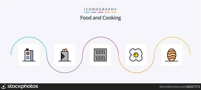 Food Line Filled Flat 5 Icon Pack Including . bread. food. baking. kitchen