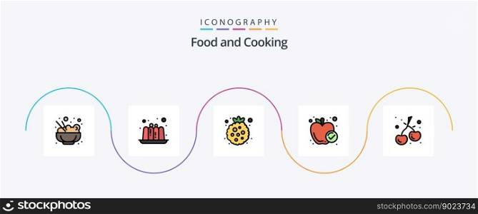 Food Line Filled Flat 5 Icon Pack Including . cherry. healthy. berry. meal