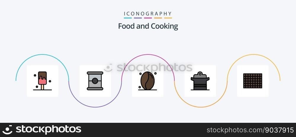 Food Line Filled Flat 5 Icon Pack Including . chocolate. grains. candy. pan