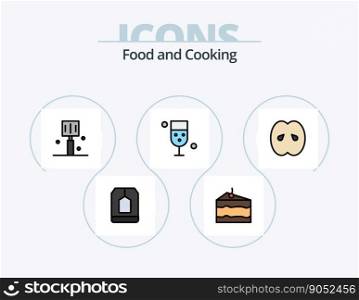 Food Line Filled Icon Pack 5 Icon Design. kitchen. fast food. meal. drink. drink