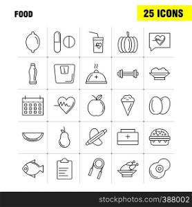 Food Line Icon for Web, Print and Mobile UX/UI Kit. Such as: Drink, Glass, Heart, Beat, Medical, Medicine, Pills, Drug, Pictogram Pack. - Vector