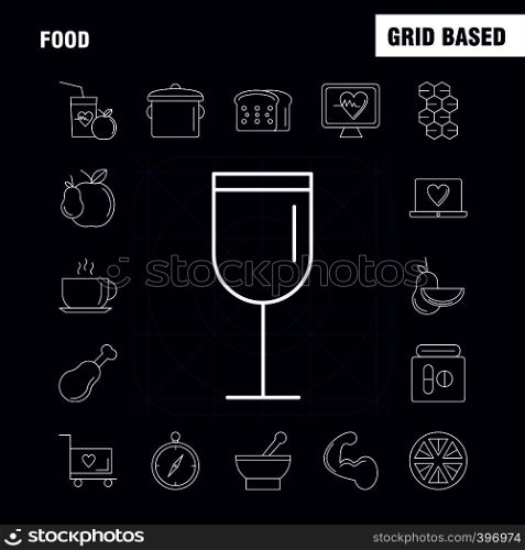Food Line Icon for Web, Print and Mobile UX/UI Kit. Such as: Lemon, Food, Fruit, Health, Burger, Drink, Fast Food, Pictogram Pack. - Vector
