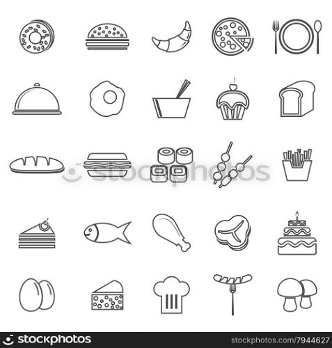 Food line icons on white background, stock vector
