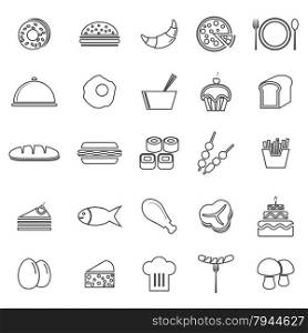 Food line icons on white background, stock vector
