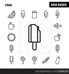 Food  Line Icons Set For Infographics, Mobile UX/UI Kit And Print Design. Include  Prawns, Food, Sea Food, Meal, Dish, Food, Kitchen, Collection Modern Infographic Logo and Pictogram. - Vector