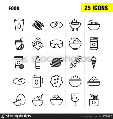 Food Line Icons Set For Infographics, Mobile UX/UI Kit And Print Design. Include: Drink, Juice, Food, Meal, Grill, Cooking, Food, Meal, Collection Modern Infographic Logo and Pictogram. - Vector