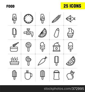 Food Line Icons Set For Infographics, Mobile UX/UI Kit And Print Design. Include: Prawns, Food, Sea Food, Meal, Dish, Food, Kitchen, Collection Modern Infographic Logo and Pictogram. - Vector