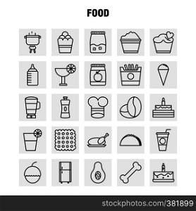 Food Line Icons Set For Infographics, Mobile UX/UI Kit And Print Design. Include: Tea, Coffee, Food, Meal, Pepper, Salt, Food, Meal, Collection Modern Infographic Logo and Pictogram. - Vector