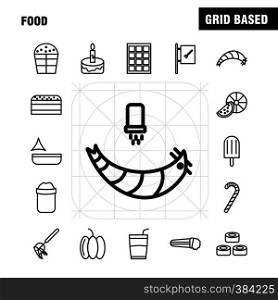 Food Line Icons Set For Infographics, Mobile UX/UI Kit And Print Design. Include: Chef Hat, Hat, Kitchen, Cooking, Slice, Piece, Food, Collection Modern Infographic Logo and Pictogram. - Vector