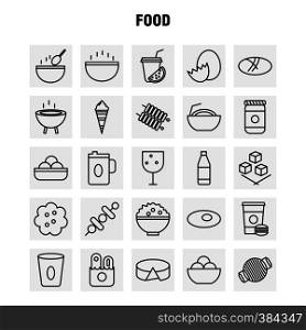 Food Line Icons Set For Infographics, Mobile UX/UI Kit And Print Design. Include: Drink, Juice, Food, Meal, Grill, Cooking, Food, Meal, Collection Modern Infographic Logo and Pictogram. - Vector