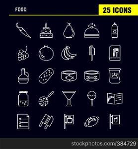Food Line Icons Set For Infographics, Mobile UX/UI Kit And Print Design. Include: Biscuit, Sweet, Food, Meal, Sausage, Meat, Food, Meal, Collection Modern Infographic Logo and Pictogram. - Vector