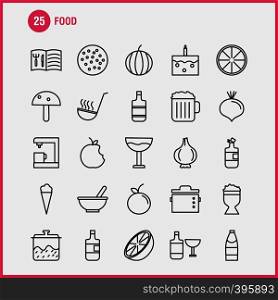 Food Line Icons Set For Infographics, Mobile UX/UI Kit And Print Design. Include: Kettle, Pot, Kitchen, Food, Pot, Food, Meal, Kitchen, Collection Modern Infographic Logo and Pictogram. - Vector