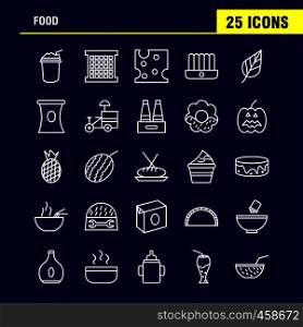 Food Line Icons Set For Infographics, Mobile UX/UI Kit And Print Design. Include: Fruit, Water Melon, Food, Meal, Fruit, Juice, Food, Collection Modern Infographic Logo and Pictogram. - Vector