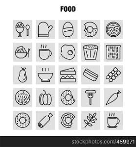 Food Line Icons Set For Infographics, Mobile UX/UI Kit And Print Design. Include: Biscuit, Sweet, Food, Meal, Sausage, Meat, Food, Meal, Collection Modern Infographic Logo and Pictogram. Vector