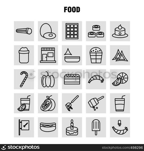 Food Line Icons Set For Infographics, Mobile UX/UI Kit And Print Design. Include: Chef Hat, Hat, Kitchen, Cooking, Slice, Piece, Food, Collection Modern Infographic Logo and Pictogram. - Vector