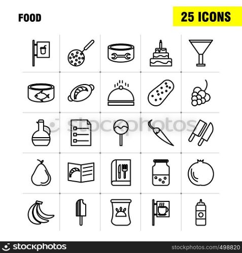 Food Line Icons Set For Infographics, Mobile UX/UI Kit And Print Design. Include: Biscuit, Sweet, Food, Meal, Sausage, Meat, Food, Meal, Collection Modern Infographic Logo and Pictogram. - Vector