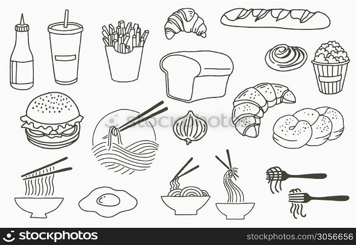 food logo collection with cake,drink,dessert,bread.Vector illustration for icon,logo,sticker,printable and tattoo