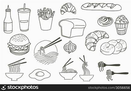 food logo collection with cake,drink,dessert,bread.Vector illustration for icon,logo,sticker,printable and tattoo