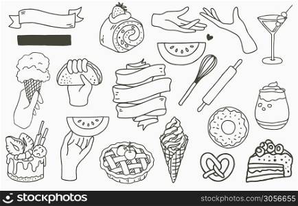 food logo collection with cake,drink,dessert,pineapple.Vector illustration for icon,logo,sticker,printable and tattoo