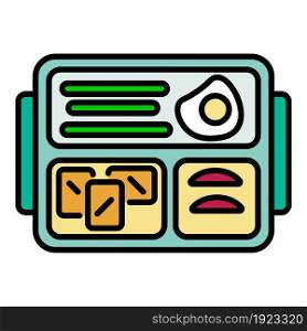 Food lunchbox icon. Outline food lunchbox vector icon color flat isolated on white. Food lunchbox icon color outline vector