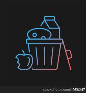 Food misuse gradient vector icon for dark theme. Excessive nutrition and addictive overeating. Food imbalance in world. Thin line color symbol. Modern style pictogram. Vector isolated outline drawing. Food misuse gradient vector icon for dark theme
