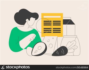Food nutritional quality abstract concept vector illustration. Nutrition value, health maintenance, human metabolism, organic food livestock, quality inspection and certification abstract metaphor.. Food nutritional quality abstract concept vector illustration.