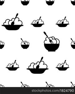 Food On Plate Icon Seamless Pattern Vector Art Illustration