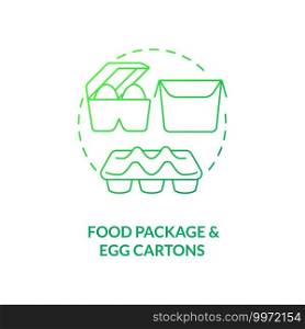 Food package and egg cartons concept icon. Food-spoiled paper waste idea thin line illustration. Carrying and transporting. Packaging sustainability. Vector isolated outline RGB color drawing. Food package and egg cartons concept icon