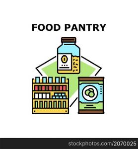 Food pantry box bank. Meal can. Hunger donation. Charity grocery drive. Soup store vector concept color illustration. Food pantry icon vector illustration