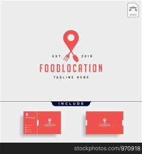 food pin navigation simple flat luxury logo design vector icon element, logo with business card. food pin navigation simple flat luxury logo design vector icon element