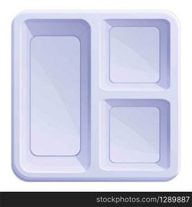 Food plastic tableware icon. Cartoon of food plastic tableware vector icon for web design isolated on white background. Food plastic tableware icon, cartoon style