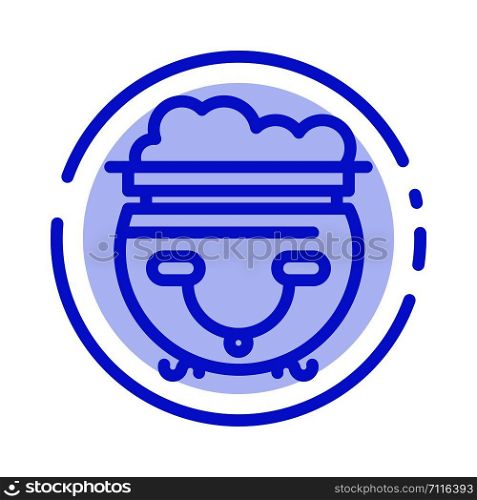 Food, Pot, Eat, American Blue Dotted Line Line Icon
